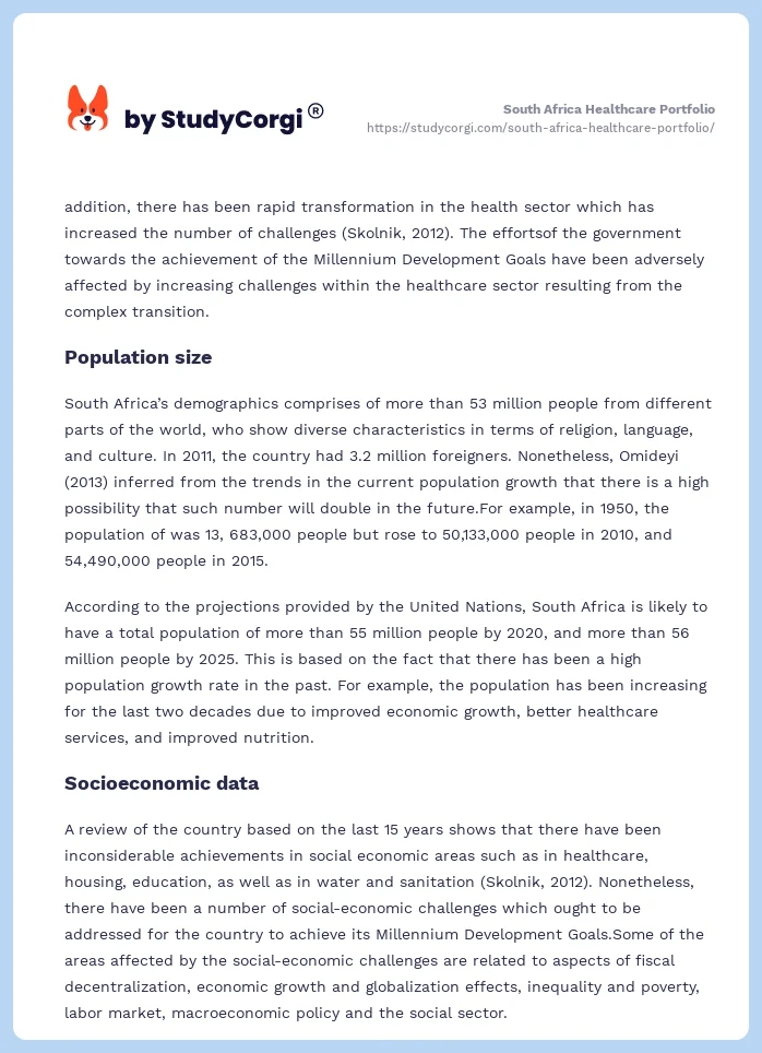 South Africa Healthcare Portfolio. Page 2