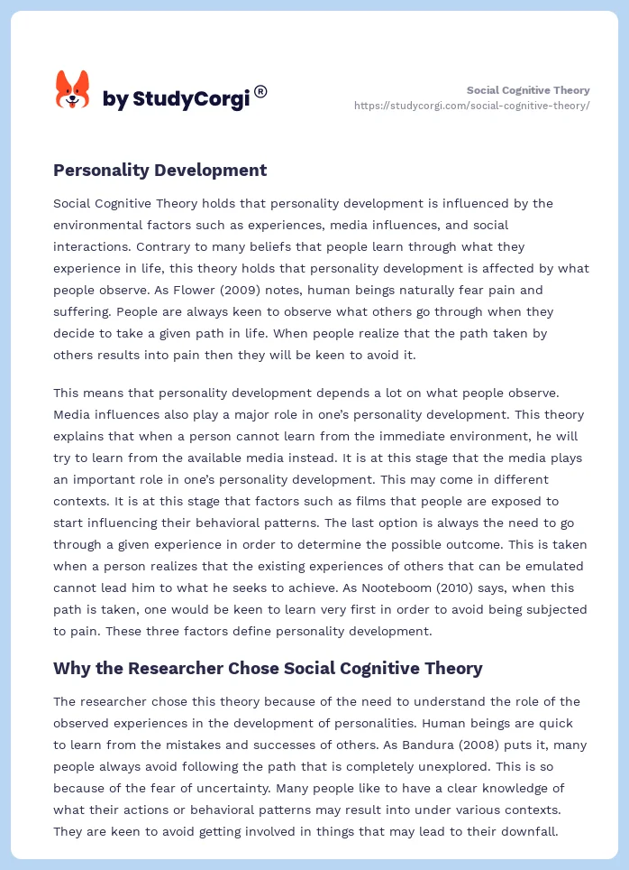 social cognitive theory ib essay