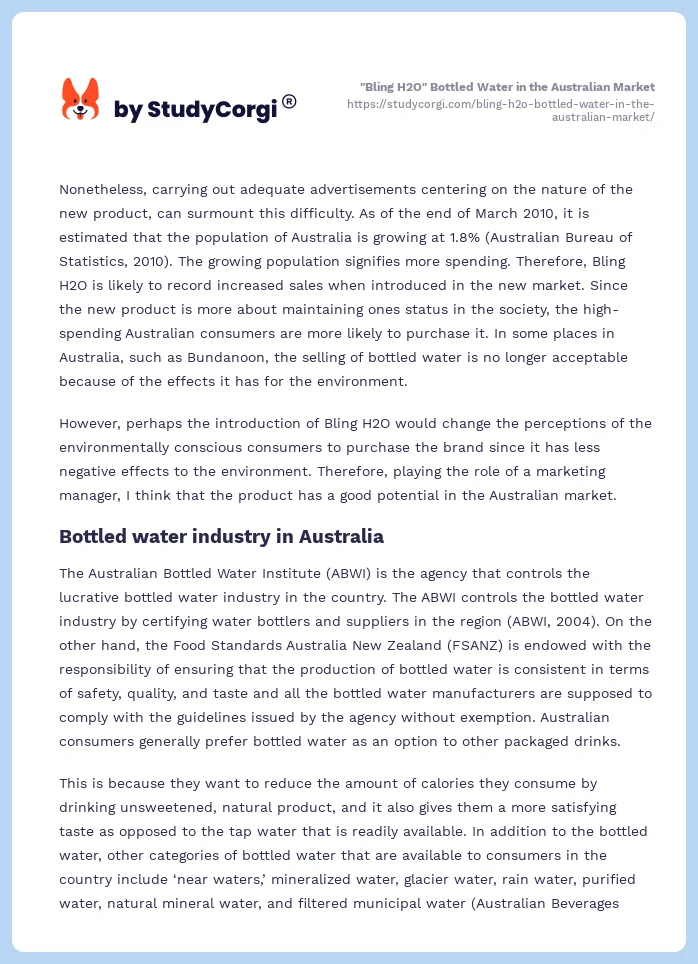 "Bling H2O" Bottled Water in the Australian Market. Page 2
