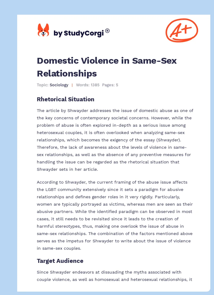 Domestic Violence in Same-Sex Relationships. Page 1