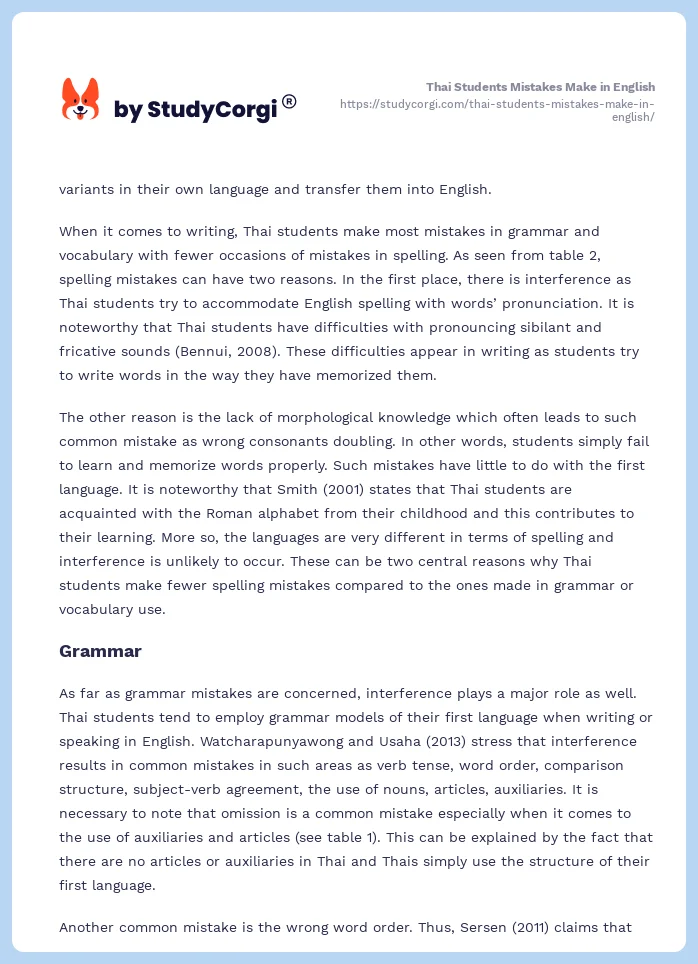 Thai Students Mistakes Make in English. Page 2