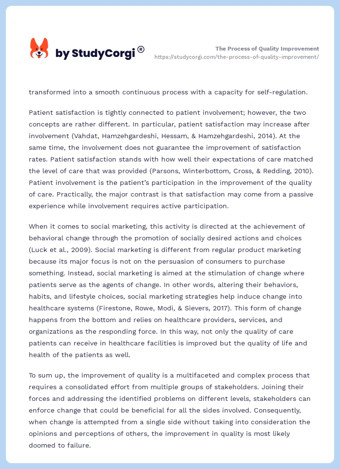 The Process of Quality Improvement. Page 2