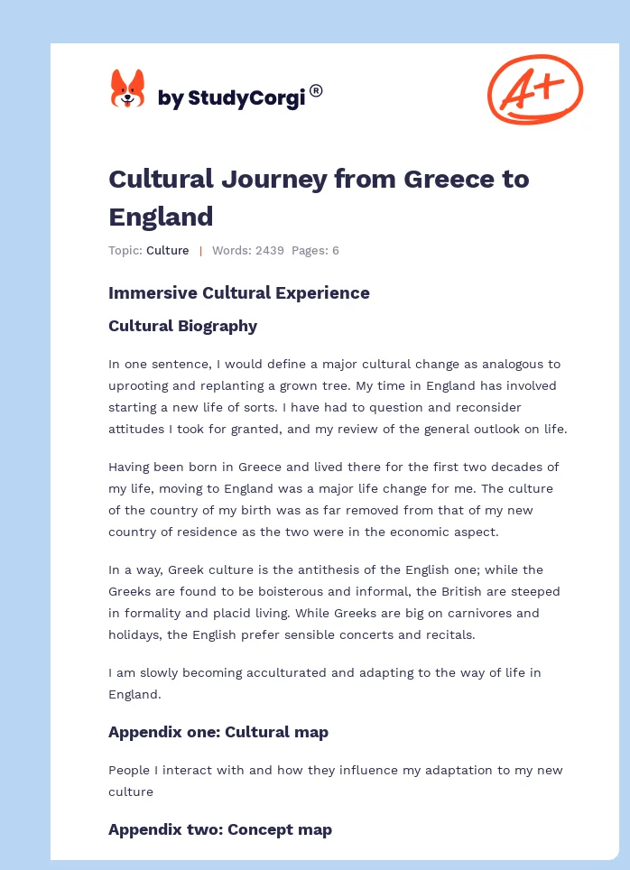 Cultural Journey from Greece to England. Page 1