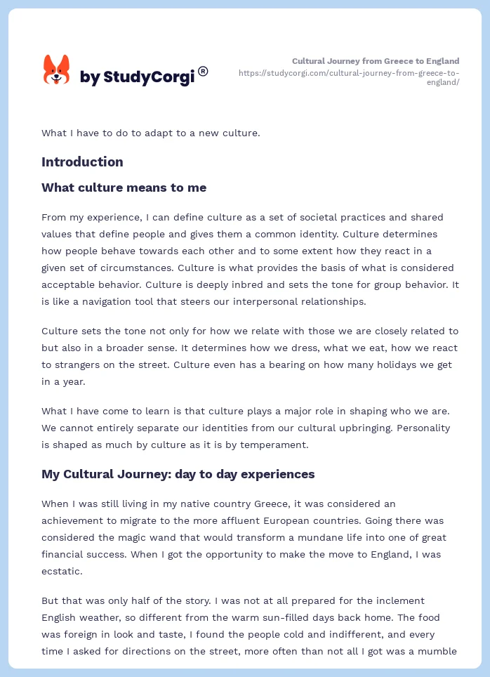 Cultural Journey from Greece to England. Page 2