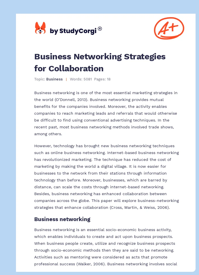 Business Networking Strategies for Collaboration. Page 1