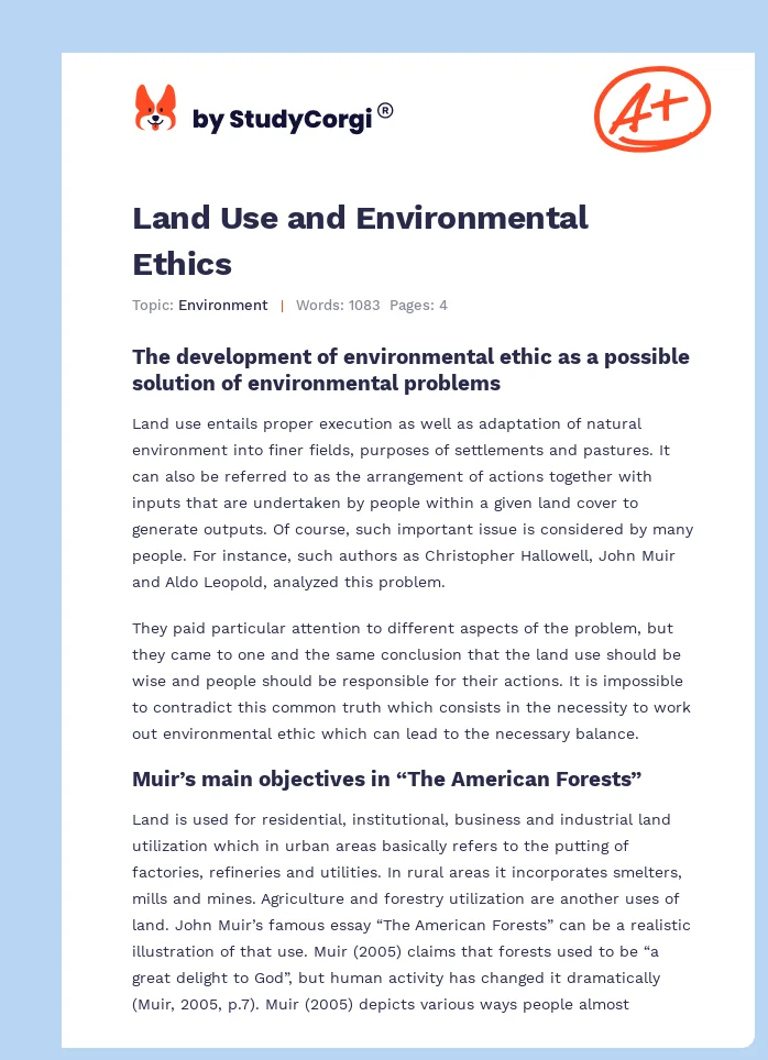 Land Use and Environmental Ethics. Page 1
