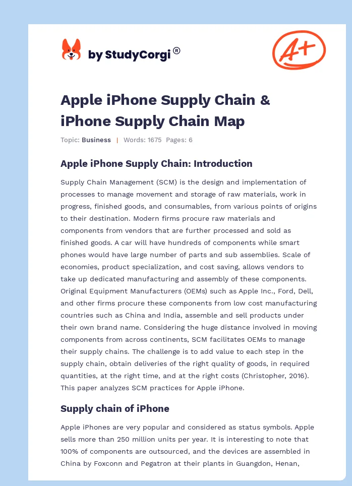 Apple iPhone Supply Chain & iPhone Supply Chain Map. Page 1