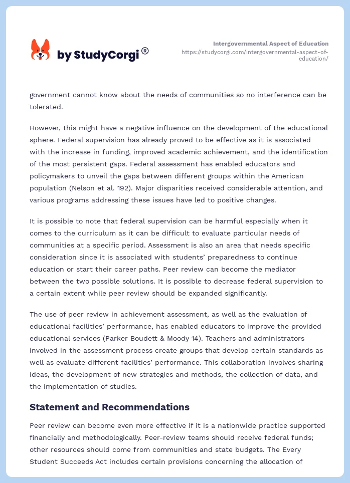 Intergovernmental Aspect of Education. Page 2