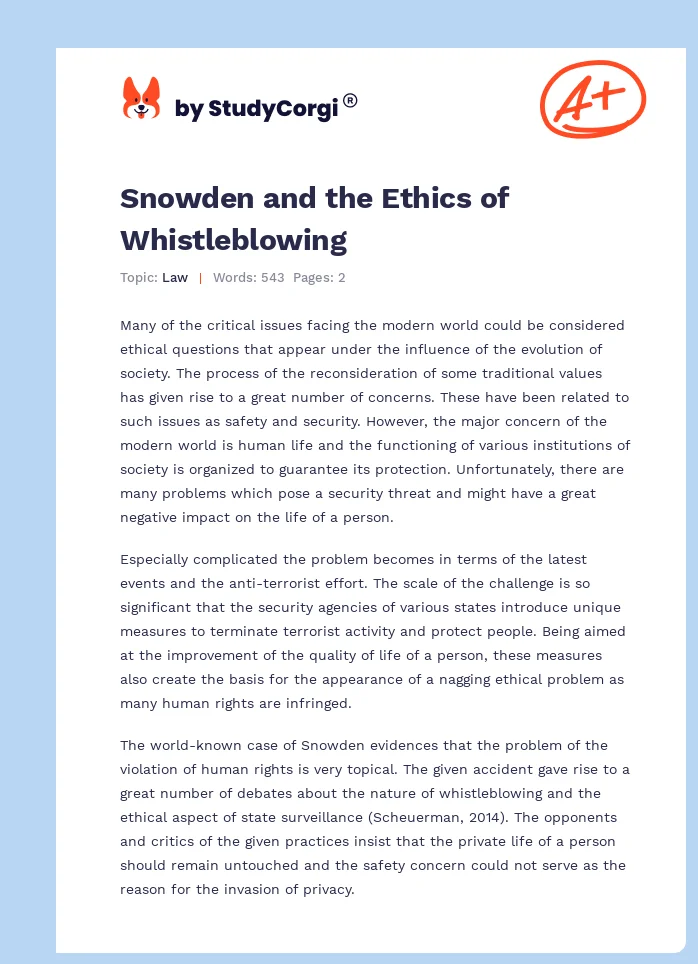 Snowden and the Ethics of Whistleblowing. Page 1