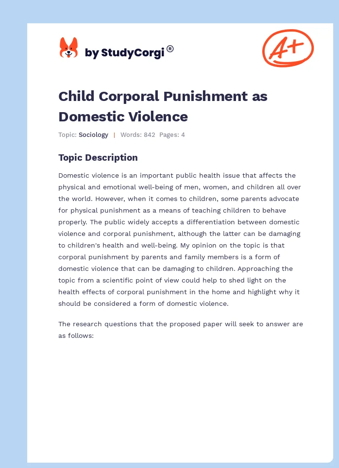 Child Corporal Punishment as Domestic Violence. Page 1
