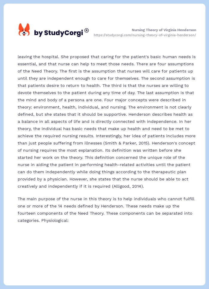 Nursing Theory of Virginia Henderson. Page 2
