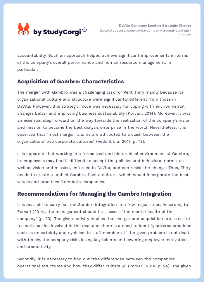 DaVita Company Leading Strategic Change. Page 2