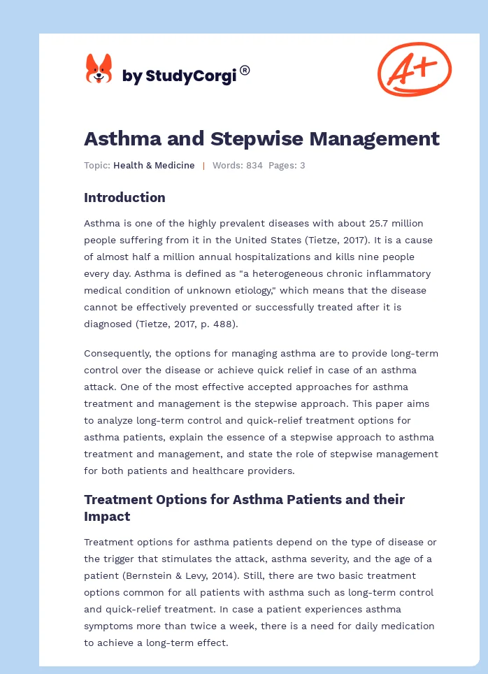 Asthma and Stepwise Management. Page 1
