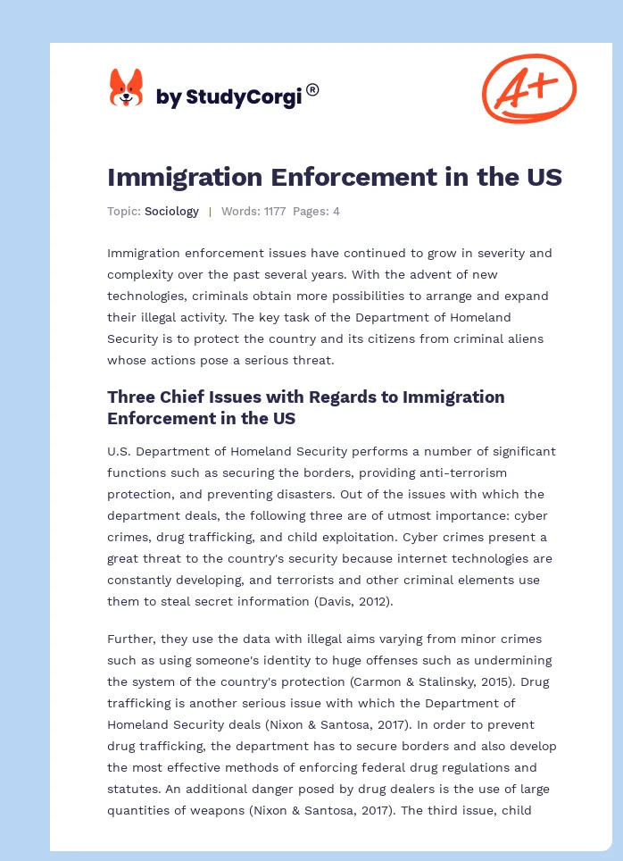Immigration Enforcement in the US. Page 1