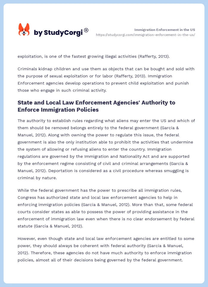 Immigration Enforcement in the US. Page 2