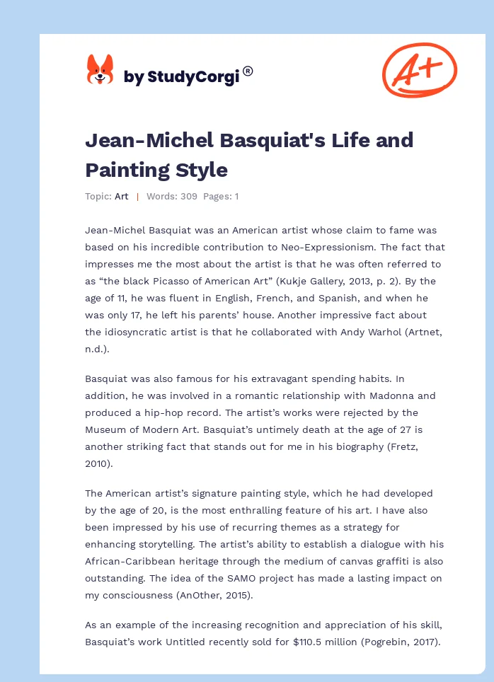 Jean-Michel Basquiat's Life and Painting Style. Page 1