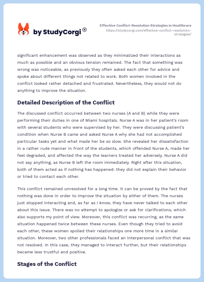 Effective Conflict-Resolution Strategies in Healthcare. Page 2