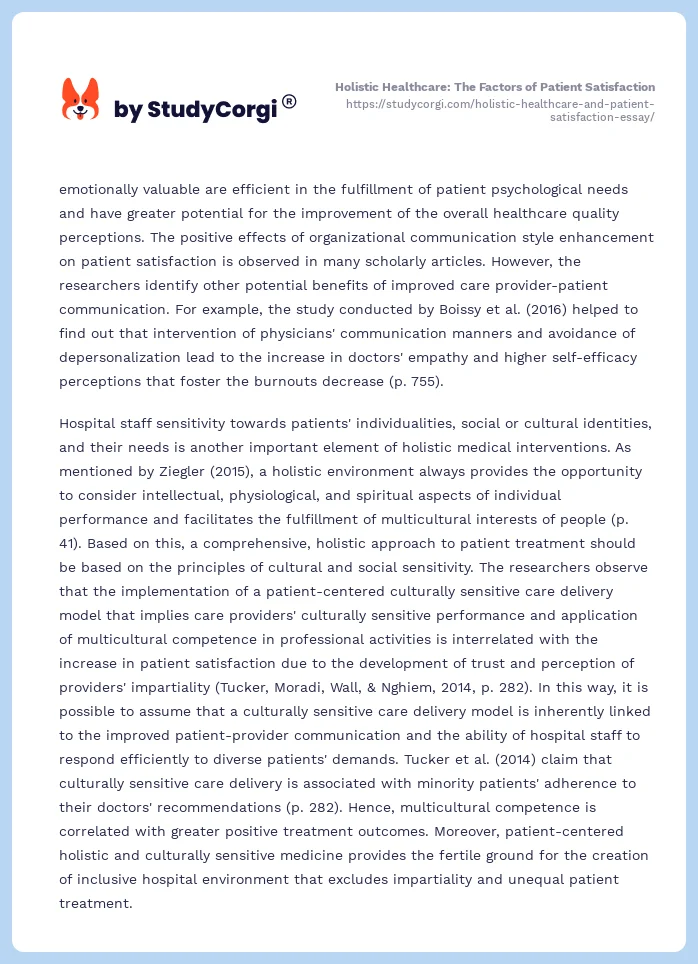 Holistic Healthcare: The Factors of Patient Satisfaction. Page 2