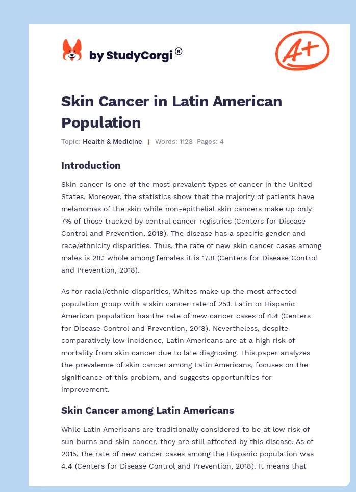 Skin Cancer in Latin American Population. Page 1