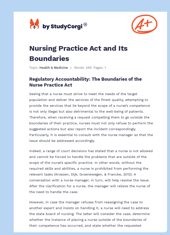 Nursing Practice Act and Its Boundaries. Page 1
