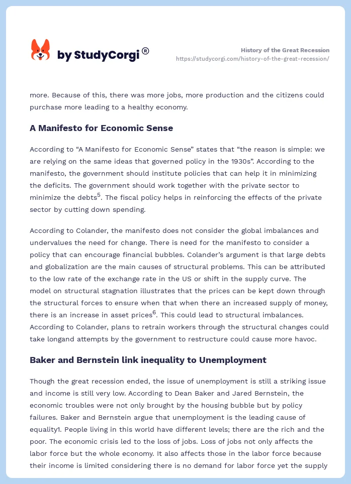 History of the Great Recession. Page 2