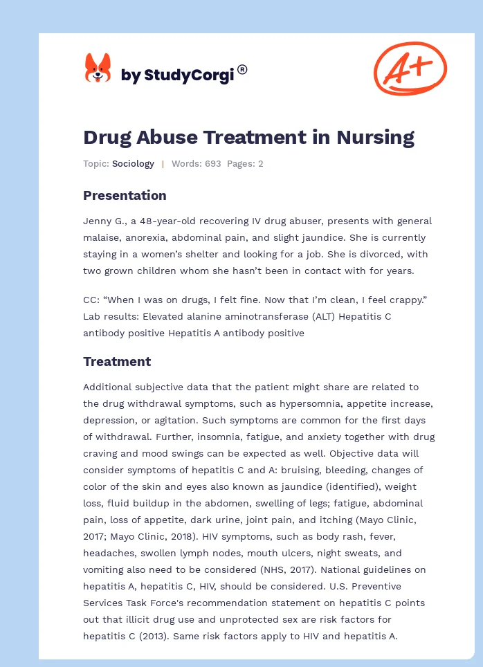 Drug Abuse Treatment in Nursing. Page 1