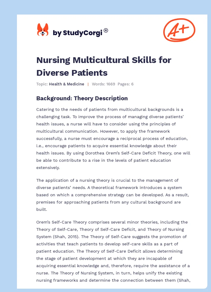 Nursing Multicultural Skills for Diverse Patients. Page 1