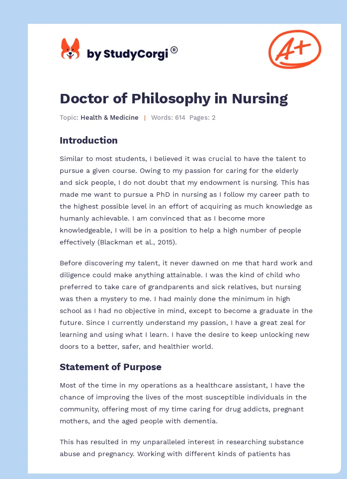 Doctor of Philosophy in Nursing. Page 1