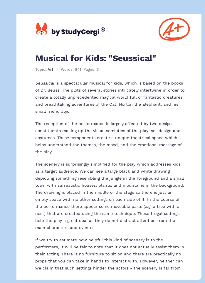 Musical for Kids: "Seussical". Page 1