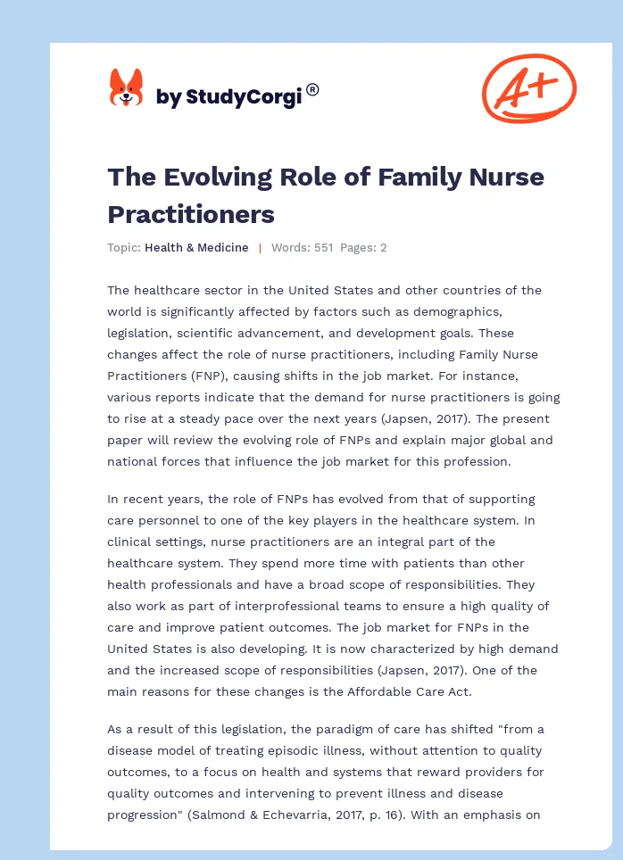 The Evolving Role of Family Nurse Practitioners. Page 1