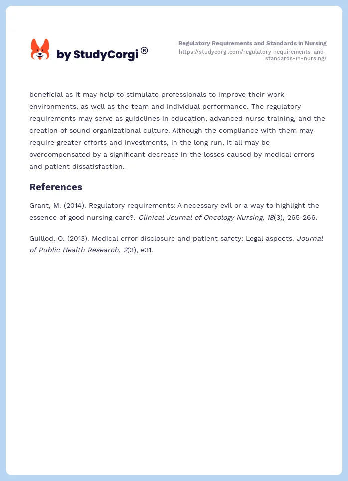 Regulatory Requirements and Standards in Nursing. Page 2