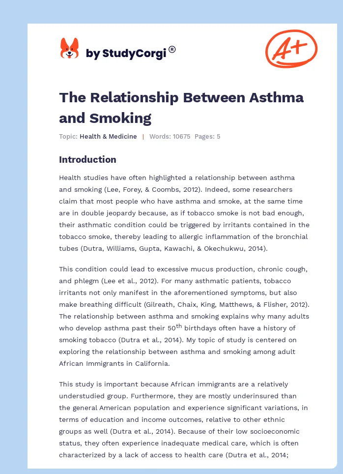 The Relationship Between Asthma and Smoking. Page 1