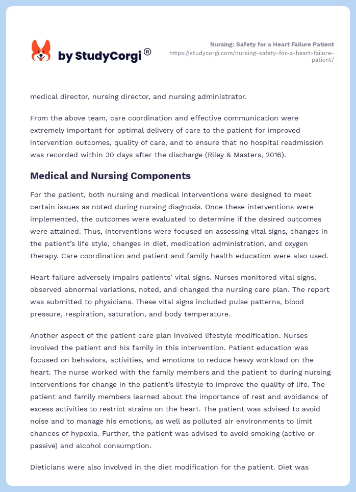 Nursing: Safety for a Heart Failure Patient. Page 2