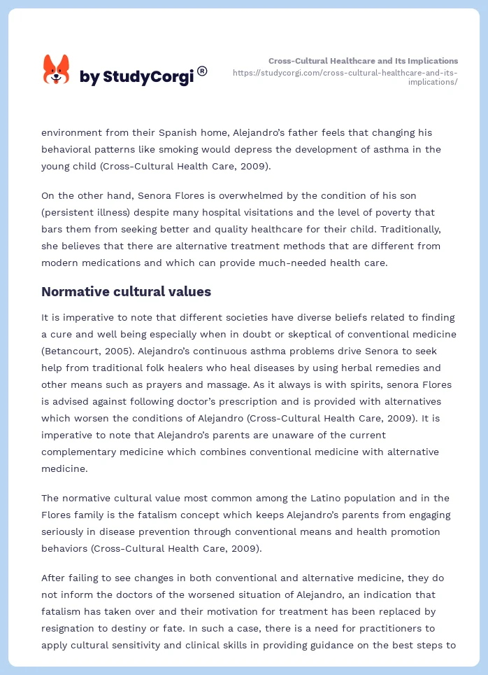 Cross-Cultural Healthcare and Its Implications. Page 2