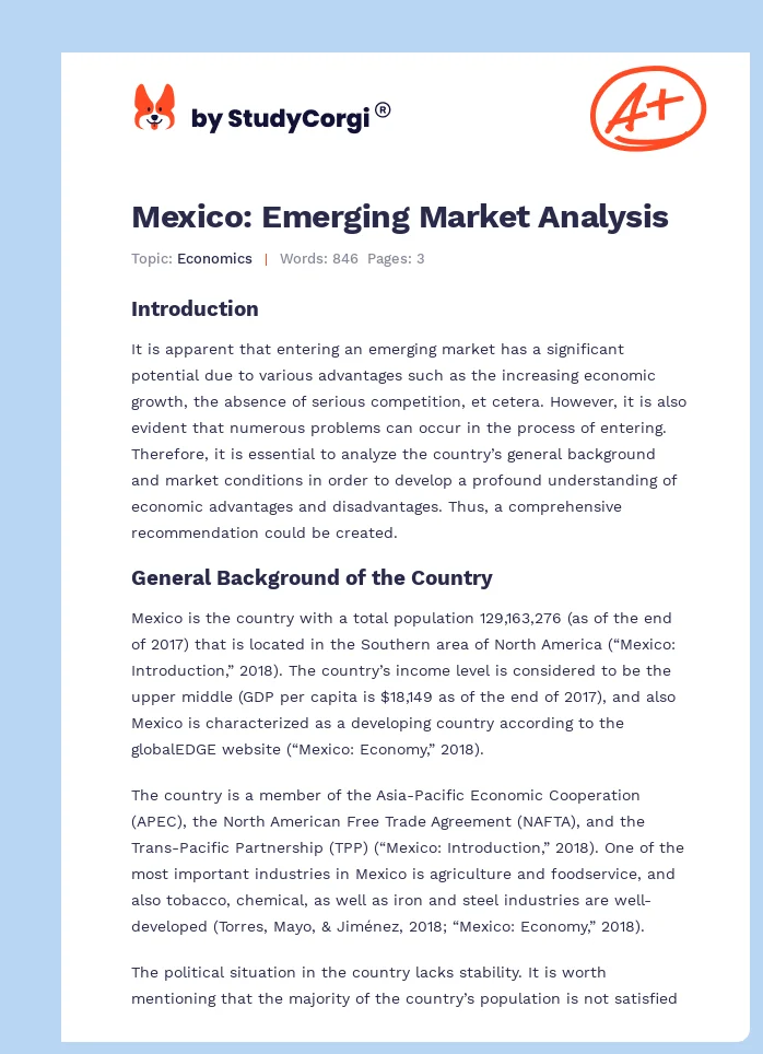 Mexico: Emerging Market Analysis. Page 1