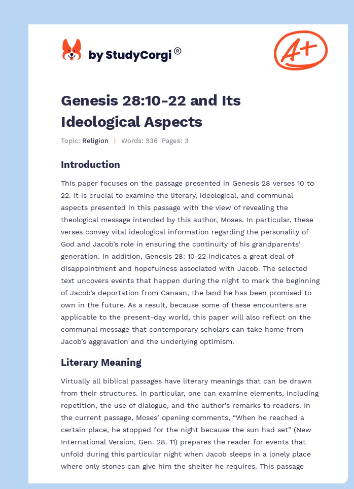 Genesis 28:10-22 and Its Ideological Aspects. Page 1