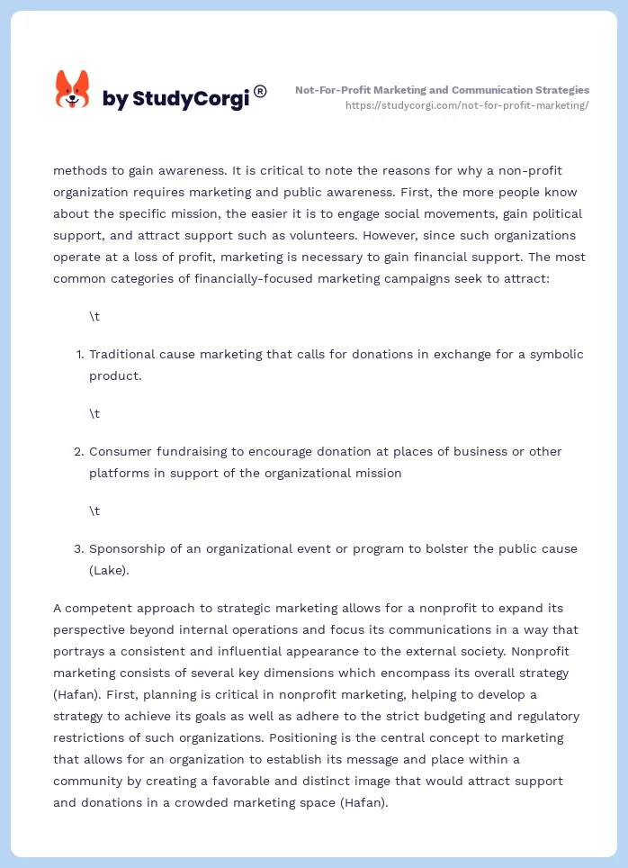 Not-For-Profit Marketing and Communication Strategies. Page 2