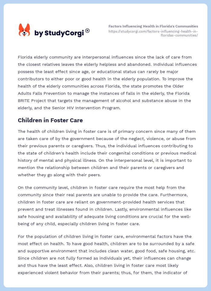 Factors Influencing Health in Florida's Communities. Page 2