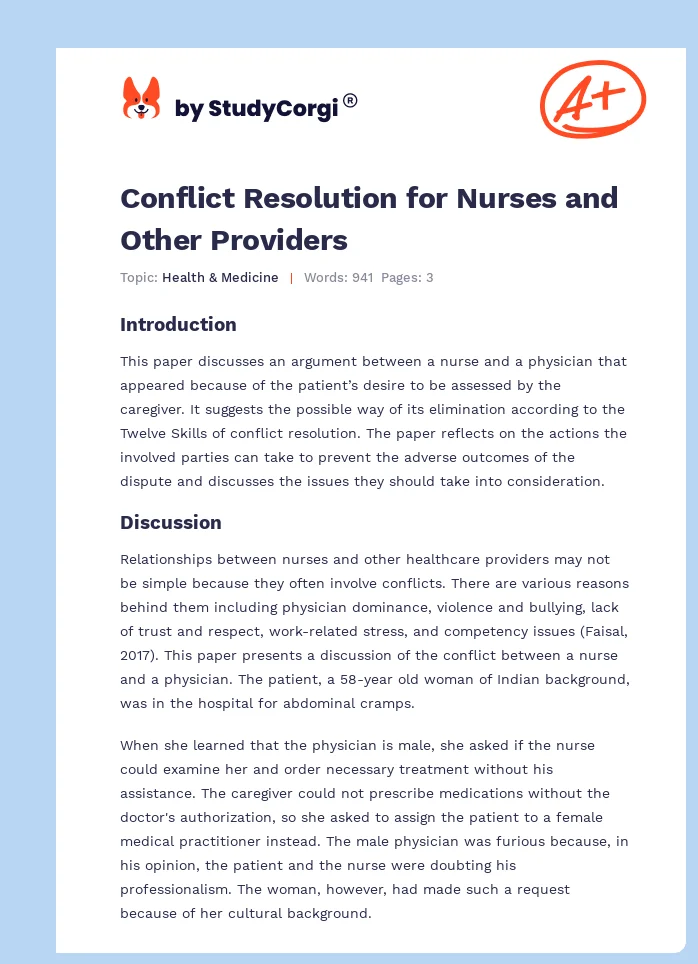 Conflict Resolution for Nurses and Other Providers. Page 1