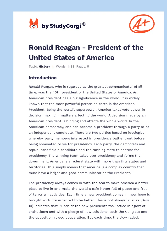 Ronald Reagan - President of the United States of America. Page 1