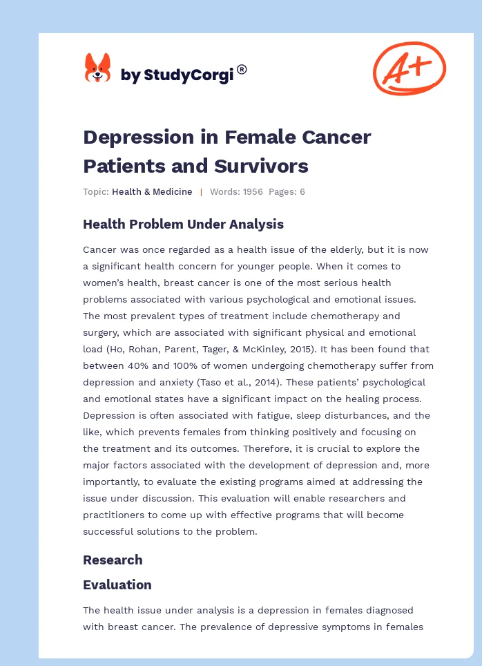 Depression in Female Cancer Patients and Survivors. Page 1