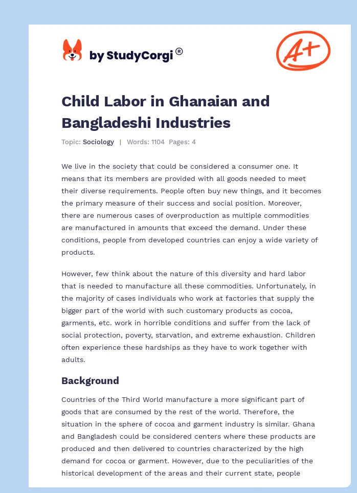 Child Labor in Ghanaian and Bangladeshi Industries. Page 1