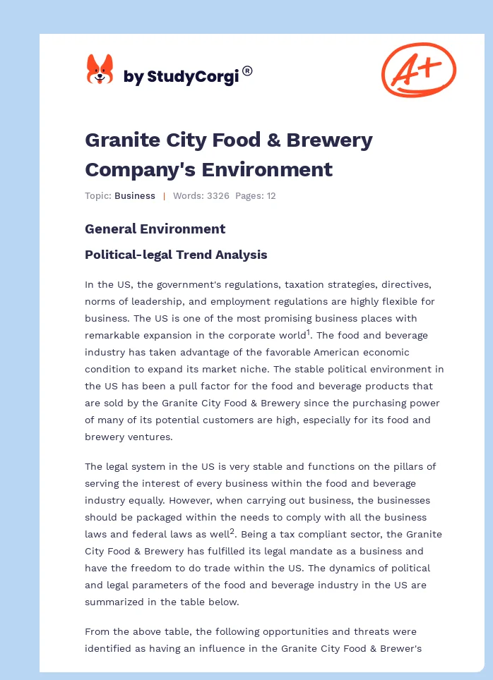 Granite City Food & Brewery Company's Environment. Page 1