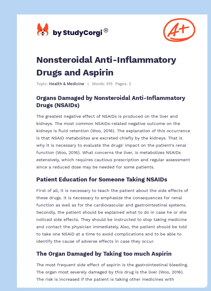 Nonsteroidal Anti-Inflammatory Drugs and Aspirin. Page 1