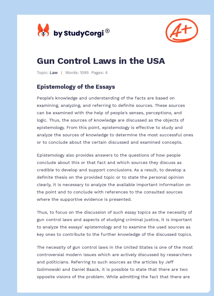 Gun Control Laws in the USA. Page 1