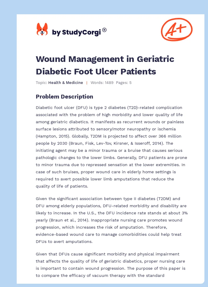 Wound Management in Geriatric Diabetic Foot Ulcer Patients. Page 1