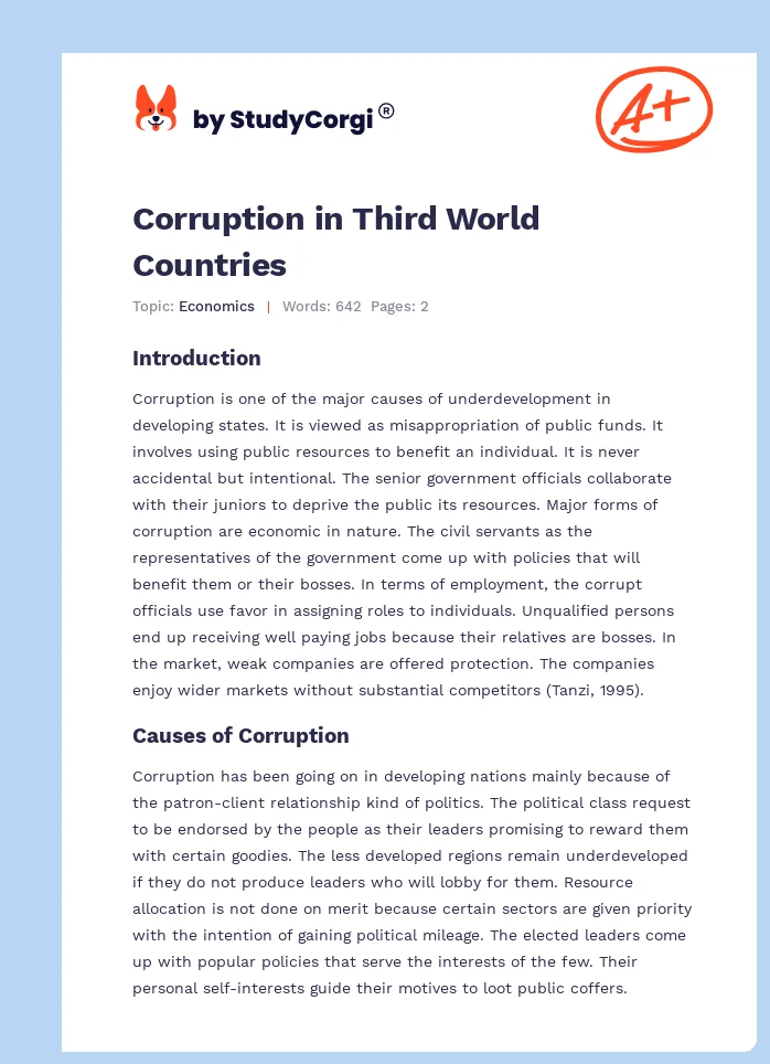 Corruption in Third World Countries. Page 1