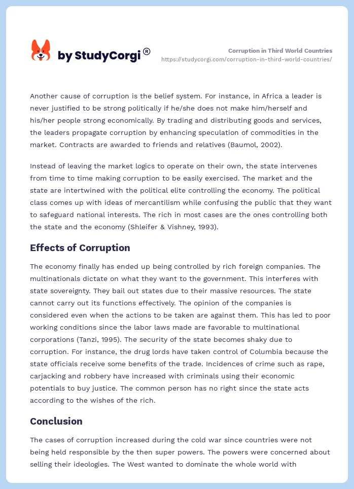Corruption in Third World Countries. Page 2