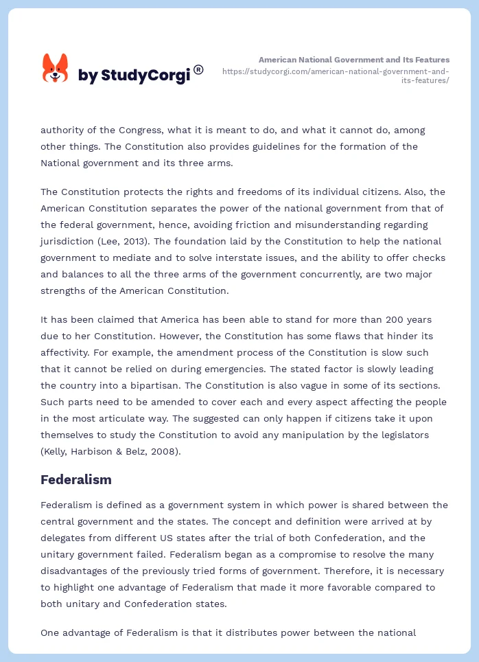 American National Government and Its Features. Page 2