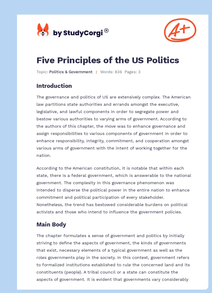 Five Principles of the US Politics. Page 1